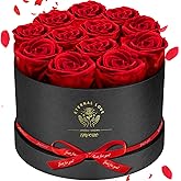 Impouo Forever Flowers,12 Red Roses in A Box, Real Preserved Roses, Birthday Gift for Women, Mother's Day, Anniversary Day- Red Roses
