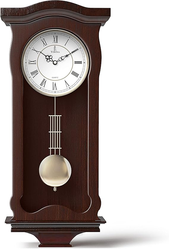 Best Pendulum Wall Clock, Silent Decorative Wood Clock with Swinging
