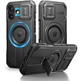 Dexnor for iPhone 16 Case with Slide Camera Cover, 6.1 inch Black | No Screen Protector, Kickstand, Compatible with MagSafe, Rugged Shockproof Heavy-Duty Protective Magnetic Cover