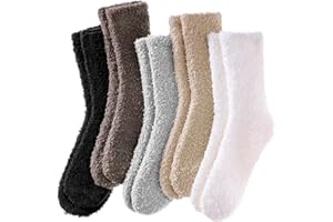 VoJoPi Fuzzy Socks for Women, 5 Pairs Warm Cozy Fluffy Slipper Socks, One Size, Ideal Christmas Gift Stocking Stuffer