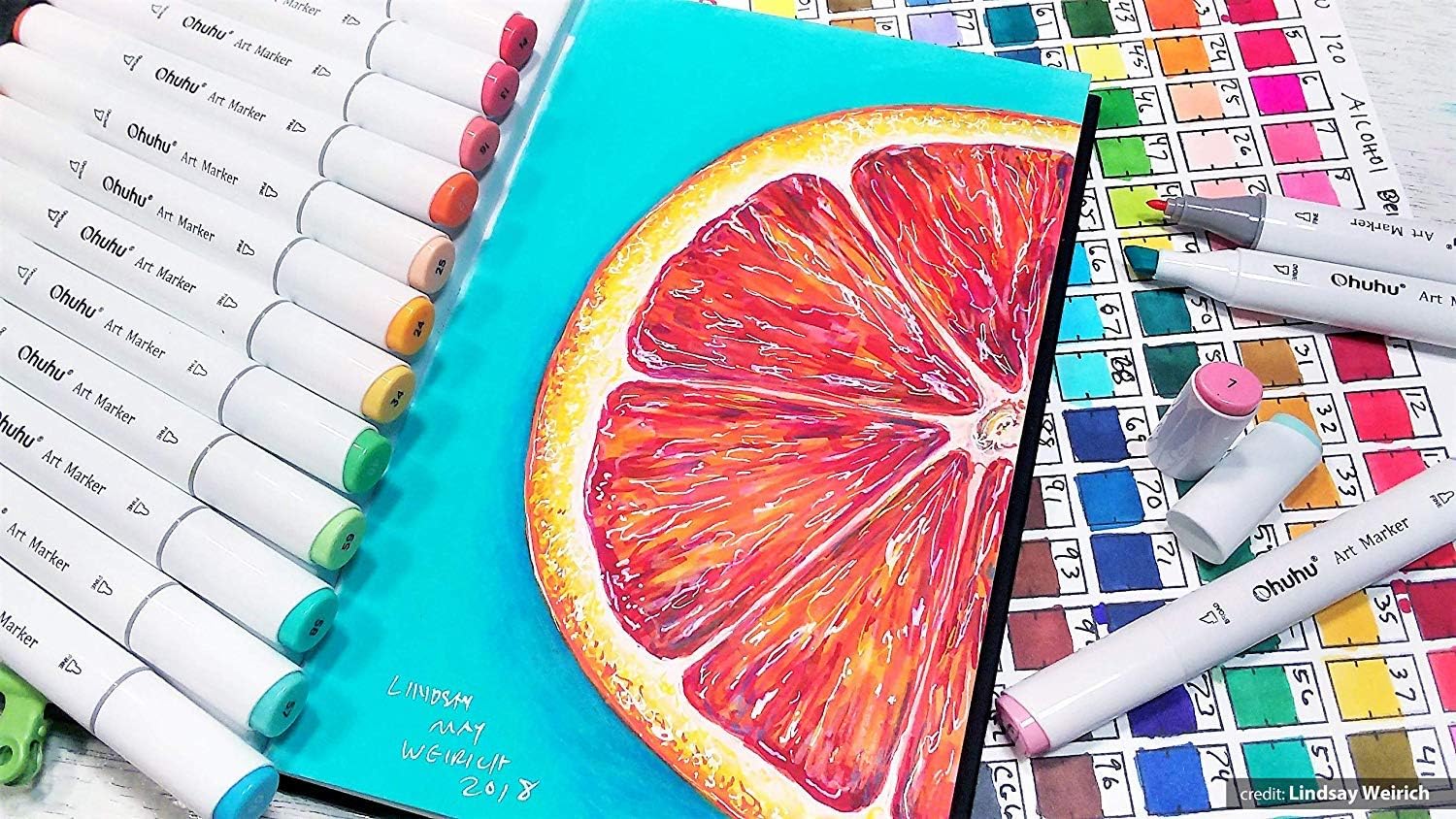 Ohuhu 40-color Alcohol Markers, Dual Tips Permanent Art Markers for Kids, Highlighter Pen Sketch Markers for Drawing Sketching Adult Coloring, Alcohol-based Markers, Comes w/ 1 Alcohol Marker Blender : Office Products