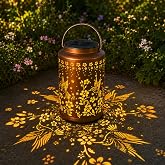 HNJZKCS Solar Hummingbird Lantern, Metal Outdoor Garden Light, Bronze | Shadow Projection, Hanging or Tabletop, Warm Glow, Waterproof Design, Solar Powered