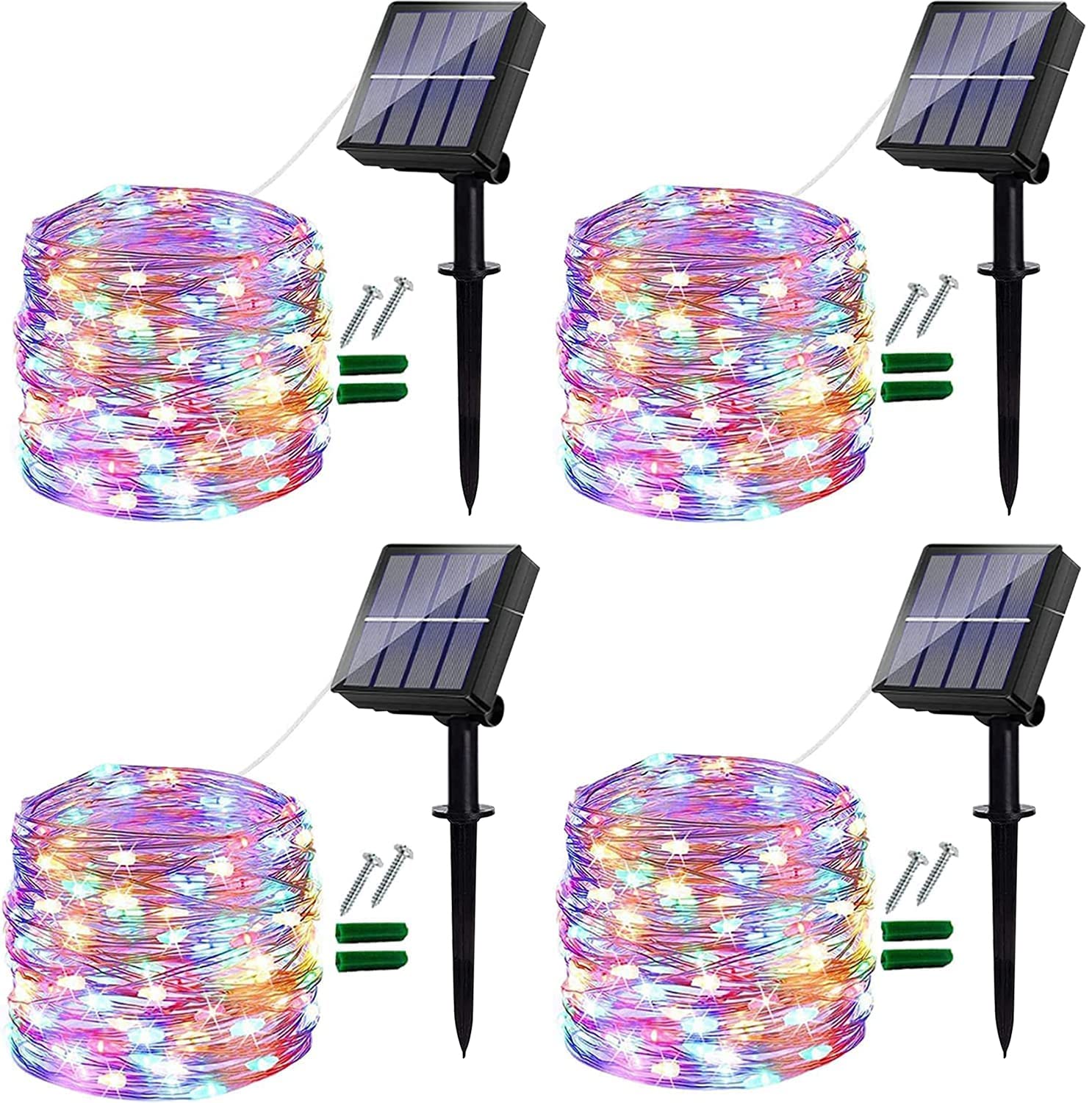 Ligarko Solar Fairy Lights Outdoor, 4 Pack 14M/46Ft Garden Lights Solar Powered Waterproof, 120 LED 8 Modes Copper Wire Decorative Solar String Lights for Trees, Garden, Patio, Party (Multi-Coloured)