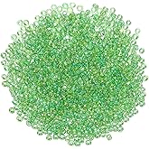 uxcell 2000 Pcs Glass Seed Beads Bulk, 1.5mm Mini Glass Bugle Beads for DIY Earrings, Necklaces, Bracelets, Jewelry Making, Grass Green