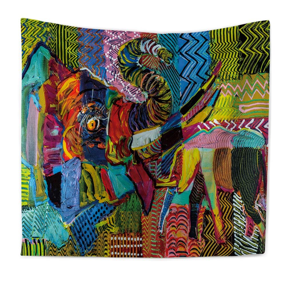 Qees Bohemian Elephant Tapestry Wall Hanging Decor Indian Hippie Hanging Wall Decor Bedroom Living Room Dorm Wall Hanging Tapestry Beach Throw Table