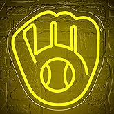 Baseball Neon Sign for Wall Decor Milwa Team Neon Light for Man Cave Dimmable Brewer Led Sign for Bedroom Birthday Gifts for Baseball Fans 5V USB Powered Size13.5 * 12.6IN(ZYLD265)