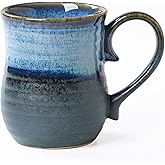 masoline 21 oz Large Ceramic Coffee Mugs, Handmade Cup with Large Handle, Big Tea and Coffee Cups for Office and Home, Microwave and Dishwasher Safe (Blue Grey)