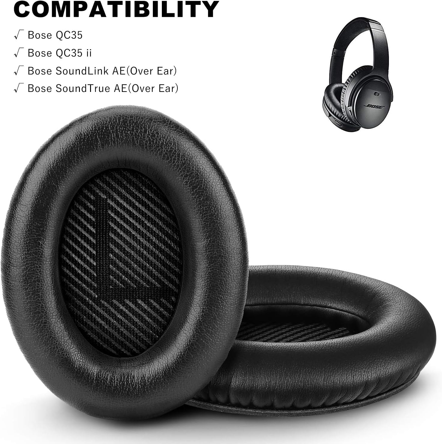 Replacement Earpads Cushion For Bose QC35 QC35II Headphones – Comfort Fit