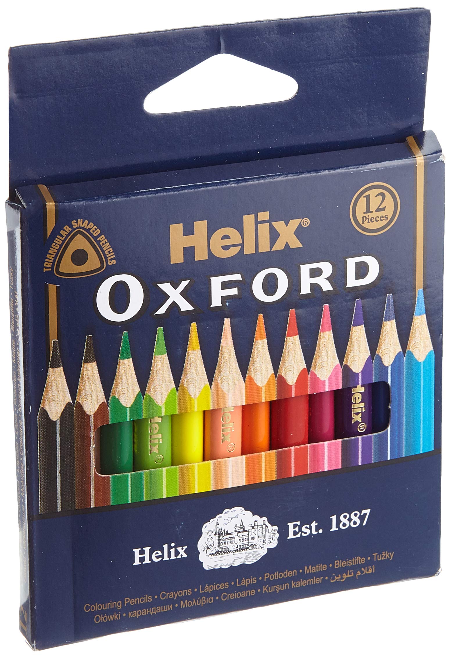 Helix Oxford Mini Colouring Pencils (Pack of 12), assorted
