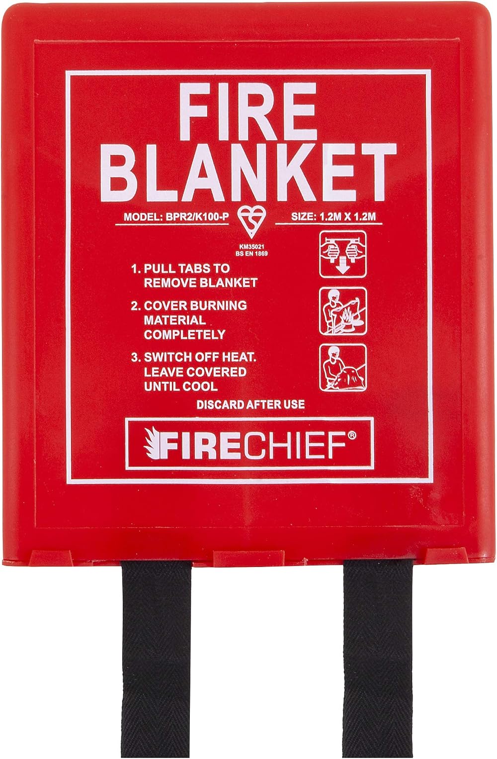 Firechief 1.2x1.2m Fire Blanket Rigid Case Kitemarked BS EN 1869 Certified