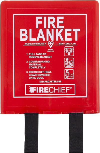Firechief 1.2x1.2m Fire Blanket Rigid Case Kitemarked BS EN 1869 Certified