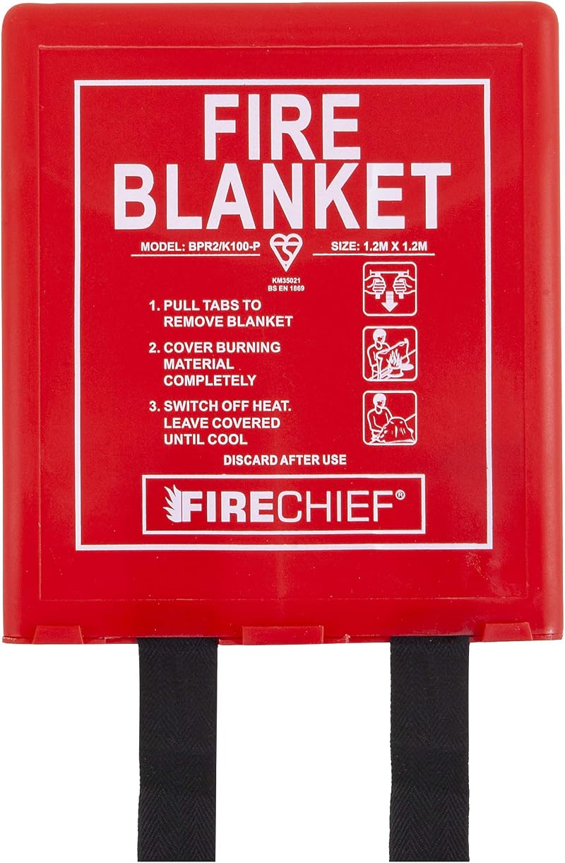 Firechief 1.2x1.2m Fire Blanket Rigid Case Kitemarked BS EN 1869 Certified