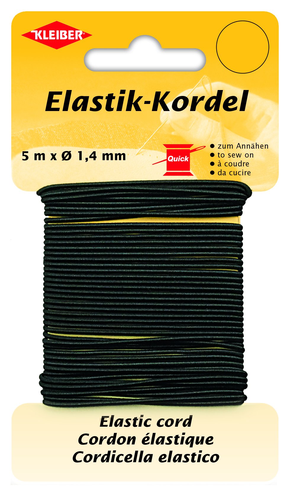 Kleiber 71083 Elastic Cord Kit, 66% Polyester, 34% rubber black 500 x 0.14 x 0.14