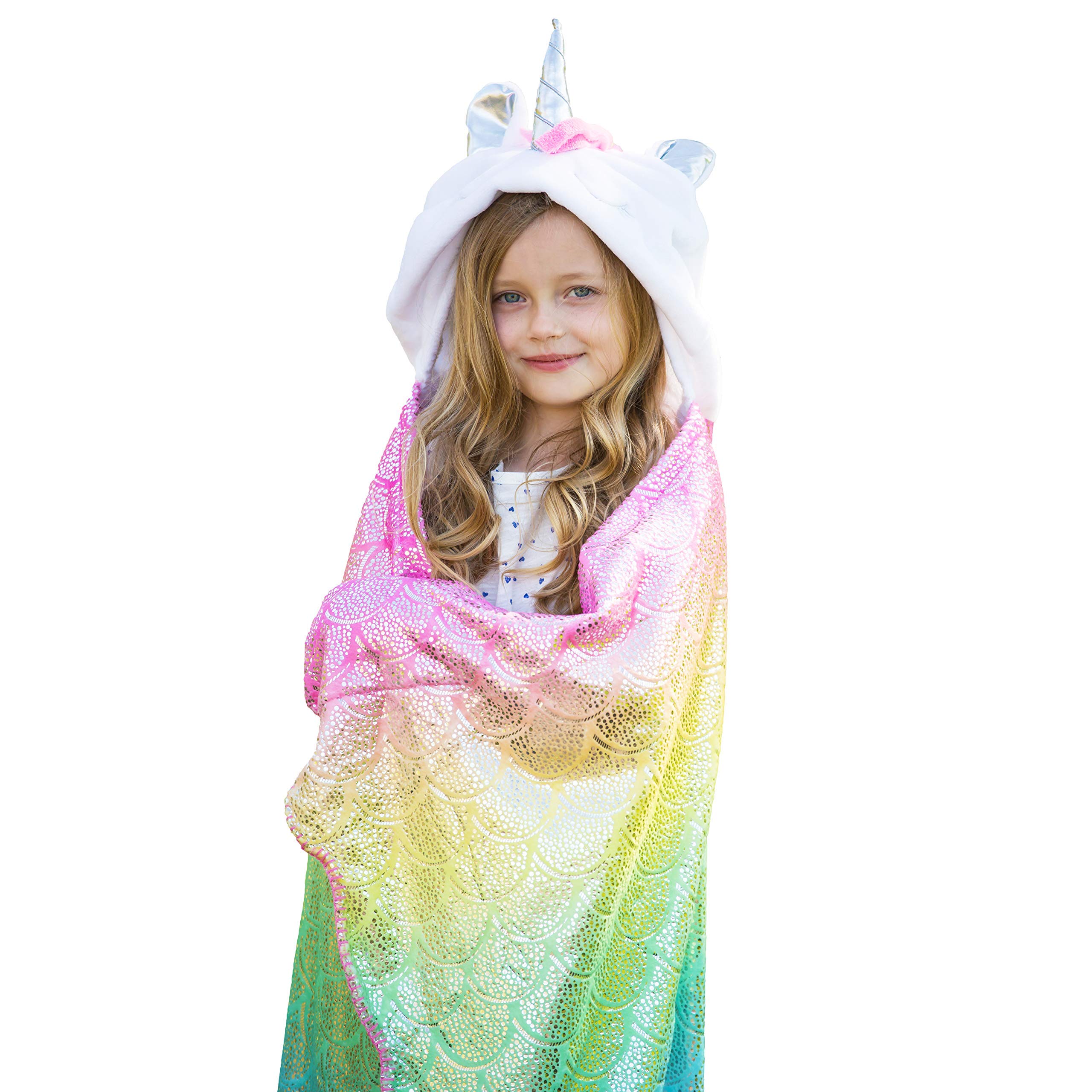 Rainbow Unicorn Blanket For Girls Hooded Plush New Zealand