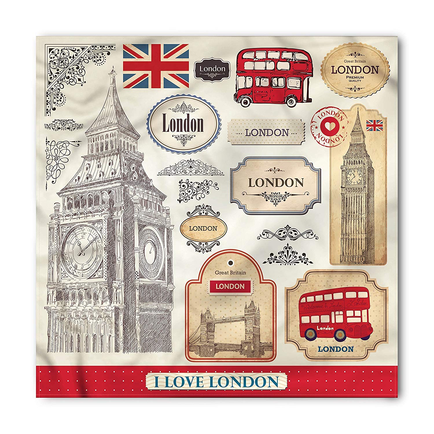 Amazoncom London Bandana British Figures Big Ben Bus - 