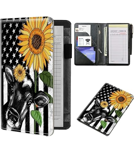Professional Waitress Server Book & Apron Combo – Leather Book With Zipper & Pen Holder, 3-Pocket Apron For Waitstaff - View #9