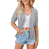 Yekaty Womens 2026 Short Sleeve Crochet Summer Cardigan Cropped Button Sweater Lightweight Shrug for Dress