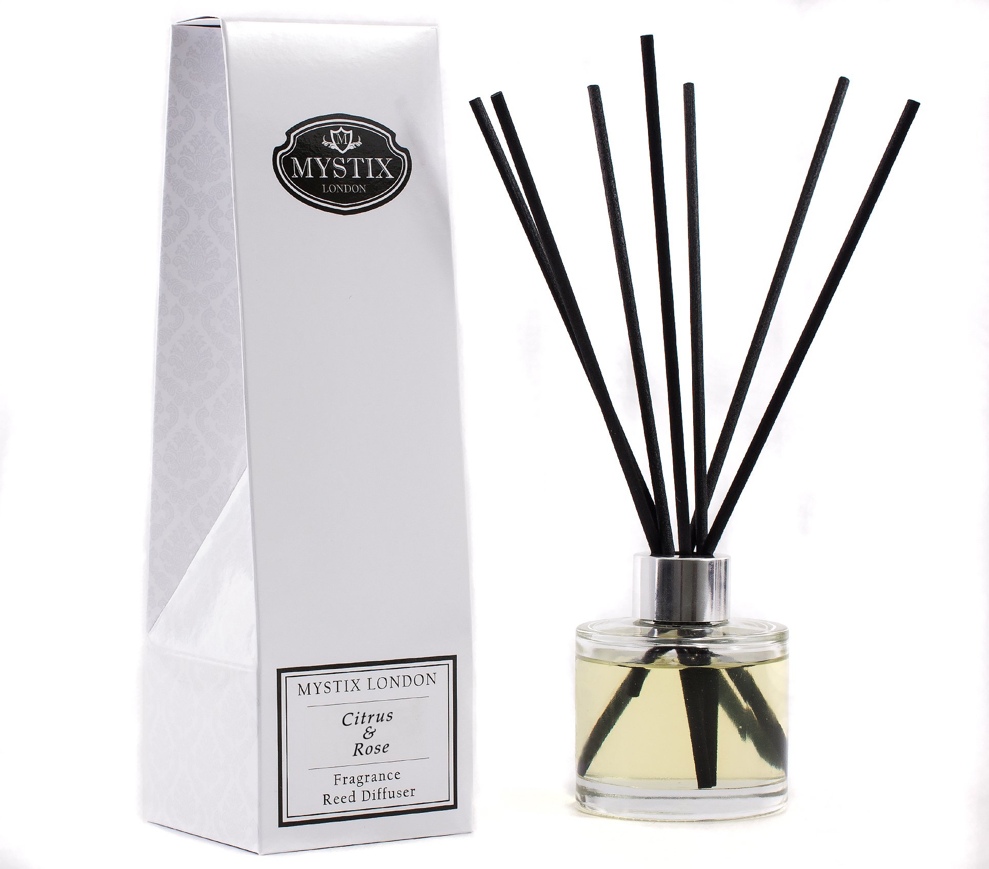 Mystix London Fragrance Oil Reed Diffuser | Citrus & Rose Scent | Long-Lasting, Safe Home Fragrance | Elegant & Easy-to-Use Aroma Solution for Home & Office | 200ml Bottle