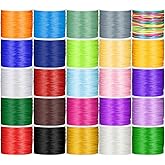 25 Pcs Silky Satin Cord for Bracelets, 1.5 mm Multicolor Polyester Thread Beading String for Macrame Crafts, Necklaces, Kumihimo, Lanyards, DIY Drawstring Bags, Jewelry Making Supplies (30 Yards/Roll)