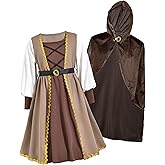 HIHA Girls Medieval Renaissance Dress with Velvet Hooded Cloak Size 6-12