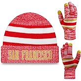 Vintage Classic Skull Cap 3D Embroidery Beanie Cuffed Winter Hat Knit Comes with Warm Gloves Fasion Gifts for Men Women Fans