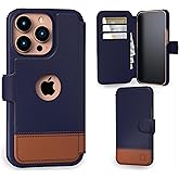 Compatible With iPhone 14 Pro Max Wallet Case for Women and Men, Case with Card Holder [Slim & Protective] for Apple 14 Pro Max (6.7”), Leather i-Phone Cover, Cute Phone Case, Blue & Brown, Desert Sky