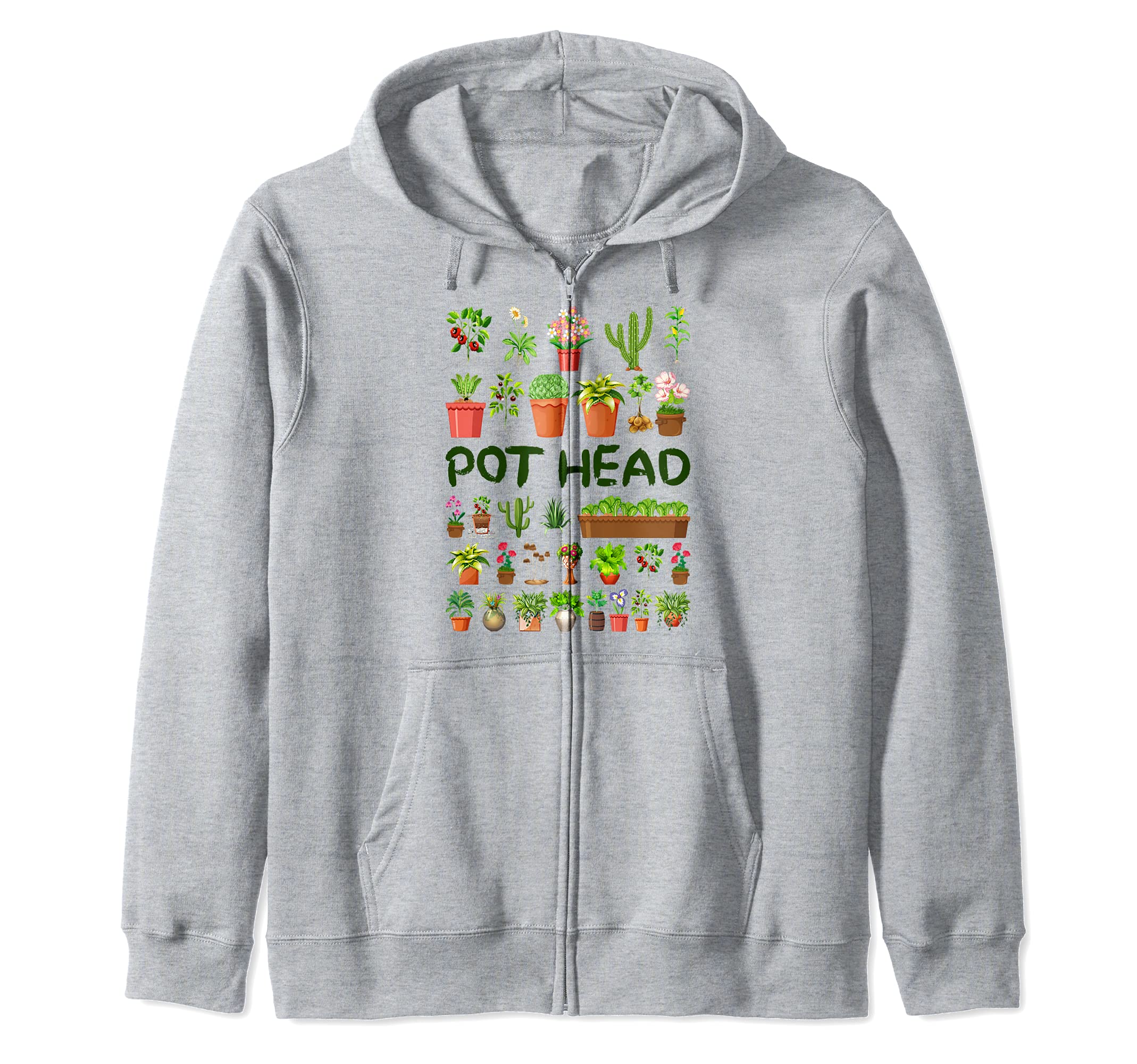 POT HEAD Funny Gardening Cactus Succulent Flower Gardener Zip Hoodie