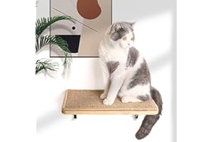 PELUOMOZ Cat Floating Wall Shelf with Cat Scratching Mat, 1PC 9.7X16.6 Inch Large 1 Inch Thick Wood Cat Window Perches Hanging Shelves Wall Mounted Beds for Sleeping, Playing, Climbing, Support to 30 LBS
