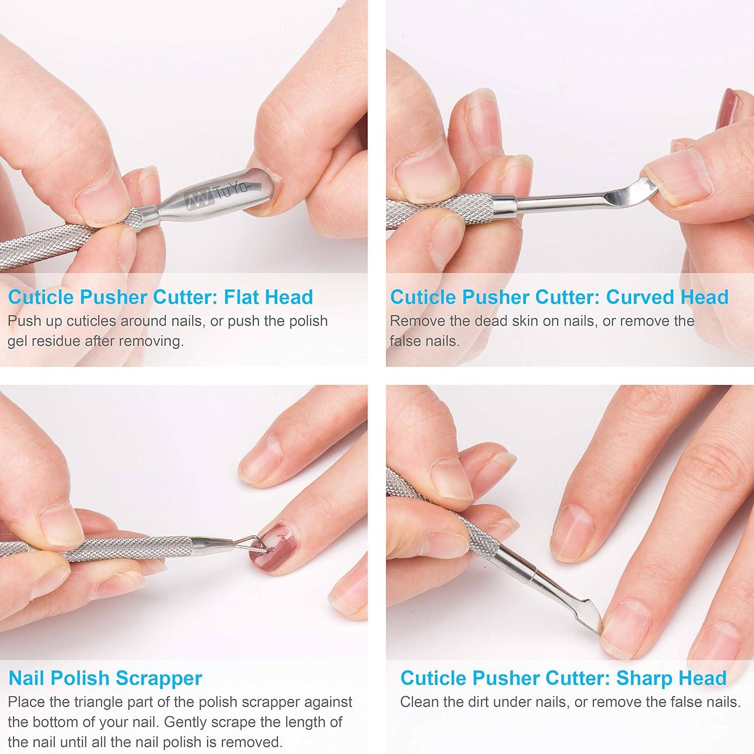 2PCS Cuticle Pusher and Cutter Set, Triangle Cuticle Nail Pusher Peeler Scraper, Professional Grade Stainless Steel Cuticle Remover, Durable Pedicure Manicure Tools for Fingernails Toenails by NANTuYo: Beauty