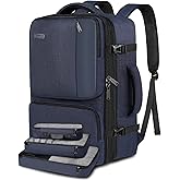 Vancropak Carry on Backpack, 47L Expandable Extra Large Travel Backpack with 3 Packing Cubes, Flight Approved Water Resistant Luggage Suitcase Weekend Duffle Bag Overnight Daypack for Men Women, Blue