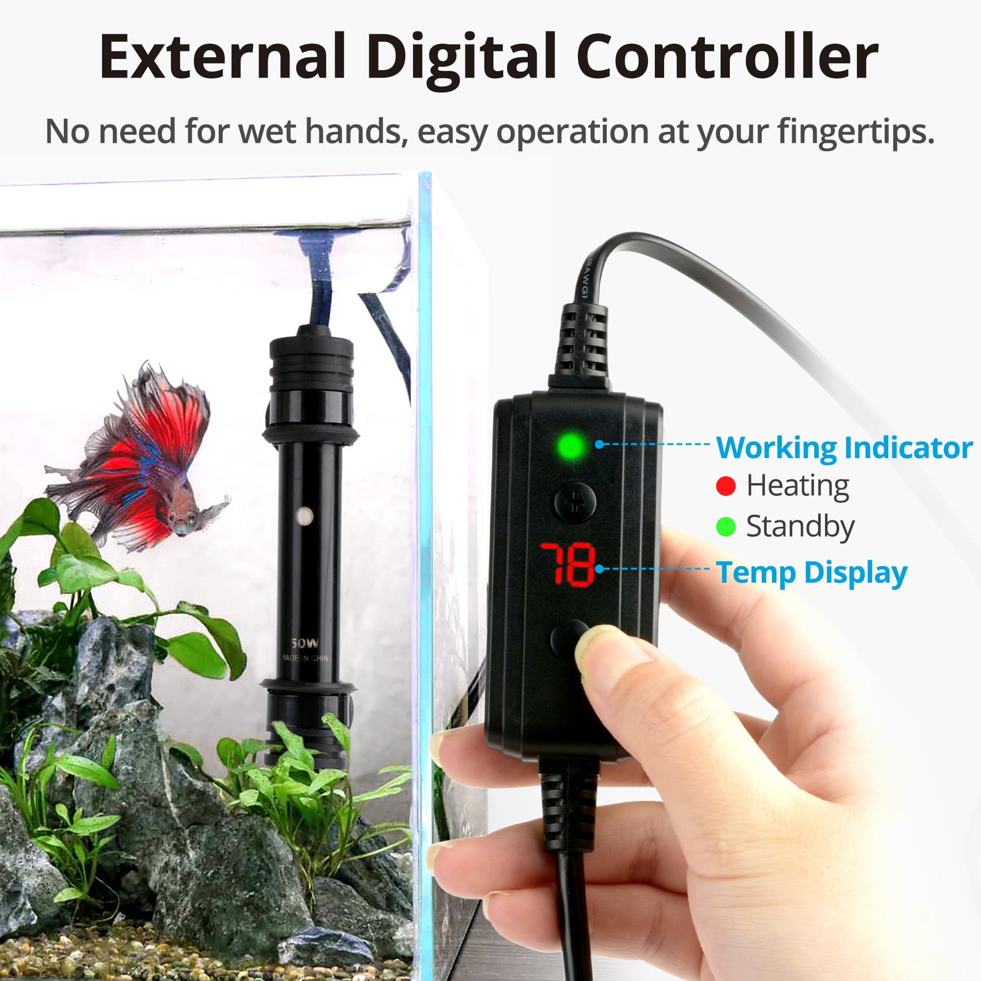 Mua NICREW Aquarium Heater 100W, Temperature Adjustable Fish Tank ...