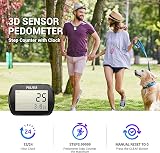PULIVIA Pedometer 3D Step Counter with Clock Clip Lanyard Red view 2