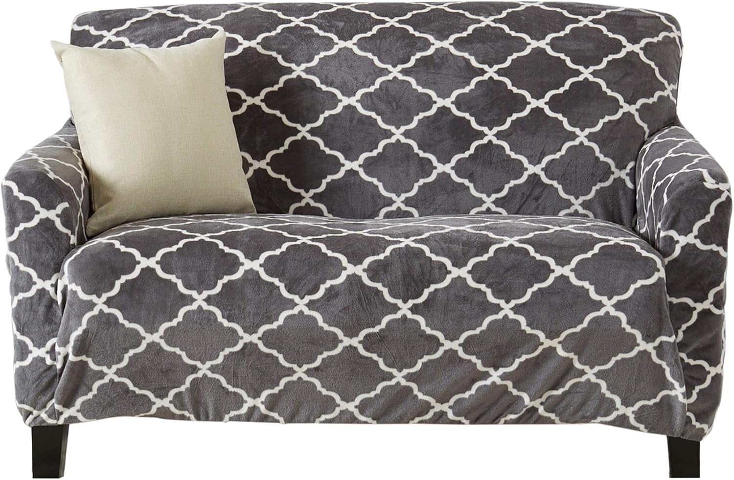 Slipcovers - Modern Velvet Plush Love Seat Slipcover. Strapless One Piece Stretch Loveseat Cover. Love Seat Cover for Living Room. Magnolia Collection Slipcover. (Love Seat, Grey)