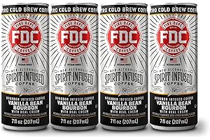 Fire Department Coffee - Nitro Vanilla Bean Bourbon Coffee (Pack of 4) - Ready to Drink Cold Brew Coffee - Non-Alcoholic - Kosher - Arabica Coffee, No Artificial Flavors - 4x7 fl oz Cans