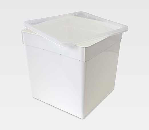 BraPlast Dose 5,8 Liter 18,5 x 18,5 x 19,0 cm - weiß mit transparentem Deckel / Kunststoff Stapelbox