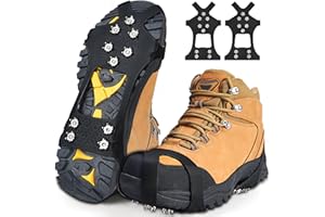 TAKYU Crampons Ice Cleats Traction Snow Grips for Boots Shoes Stainless Steel Spikes Safe Silicone Protect for Hiking Fishing Walking Climbing Mountaineering Women Men