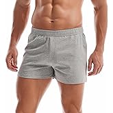 AMY COULEE Mens Gym Shorts 3" Bodybuilding Workout Shorts Lightweight Running Lounge Cotton Sleep Bottoms