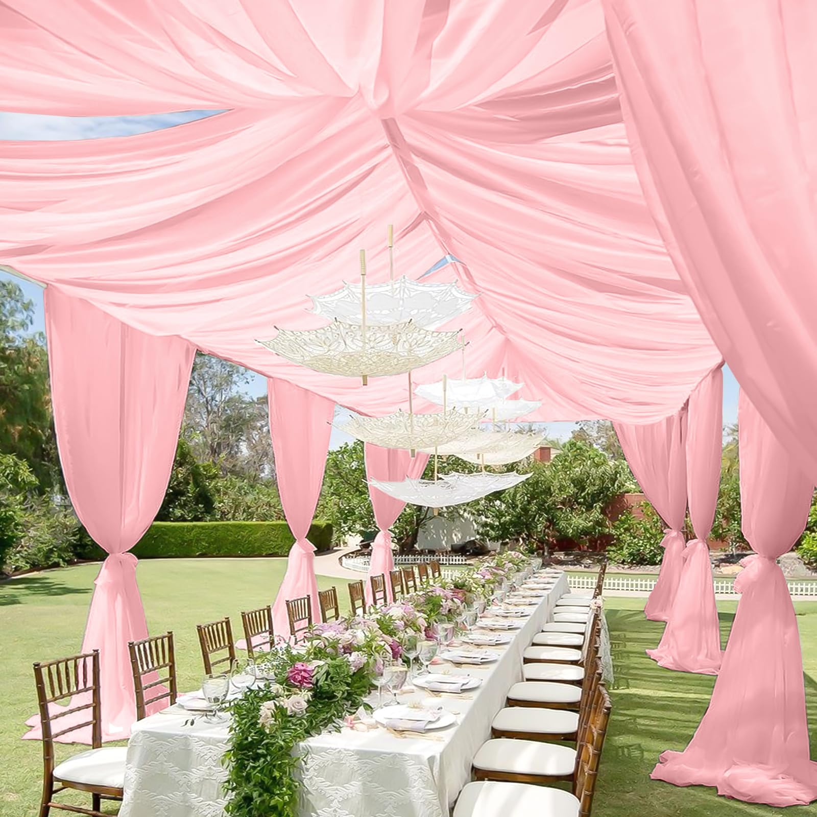 Photo 1 of ***The color may vary****
REWOMC, Panels Dusty Rose Ceiling Drapes for Wedding 5ftx30ft Chiffon Fabric Arch Draping Curtains Sheer Drapery for Party Ceremony Birthday Baby Shower Reception Stage Swag Ceiling Decorations