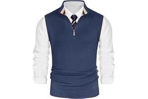 PJ PAUL JONES Mens Sweater Vest Quarter Zip Stand Collar Knitted Sweater Vests Sleeveless Pullover Knitwear