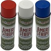Ameri-Stripe Red White Blue Yard Paint &ndash; Grass Marking Paint, Athletic Field Marking Spray Paint, Water-Based Lawn Paint for USA Soccer Fans, Watch Parties, Patriotic Events, 4th of July Stars, Memorial Day &amp; Stencils &ndash; 3 Can Pack (18 oz Each Can)