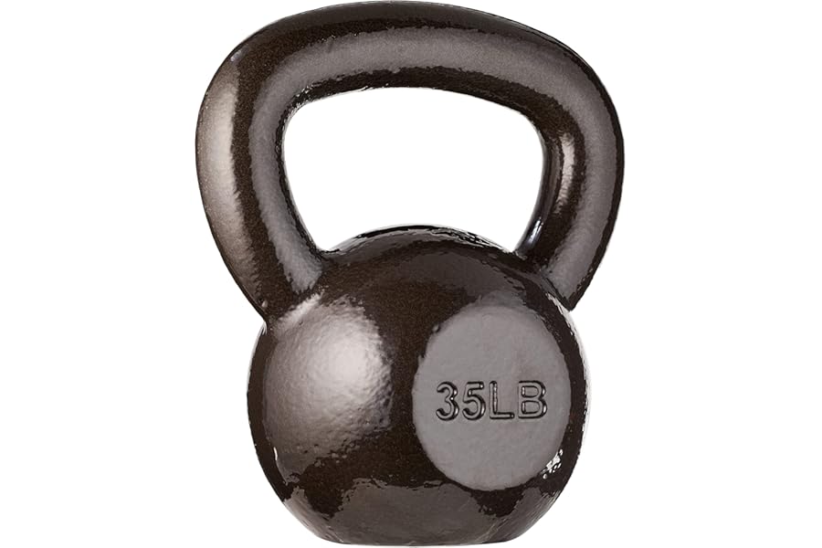 Amazon Basics Cast Iron Kettlebell for Strength Training, Textured Wide Handle, Black