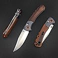 Everyday Carry Crooked River Knife, Axis Lock Knife with 3.7’’ D2 Steel Blade Wood Handle, EDC Manual Open Folding Pocket Knife with Thumb Stud, Belt Clip for Camping