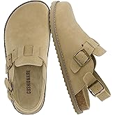 CUSHIONAIRE Brooklyn Suede Womens Slides– Comfortable Clog Mules with Adjustable Buckles – Summer Shoes for Women