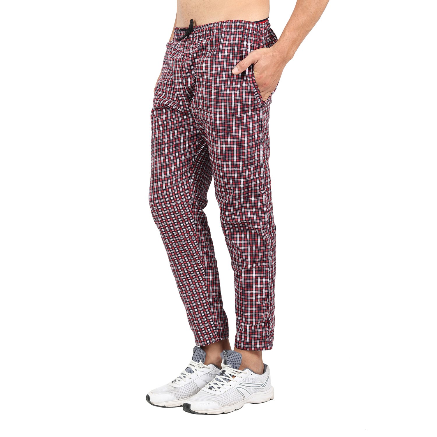 bis creations men's cotton checkered red pyjama