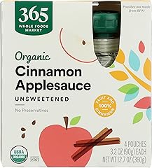 365 by Whole Foods Market, Organic Cinnamon Applesauce Pouches, Unsweetened, 3.2 Ounce (Pack of 4)