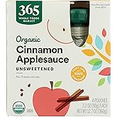 365 by Whole Foods Market, Organic Cinnamon Applesauce Pouches, Unsweetened, 3.2 Ounce (Pack of 4)