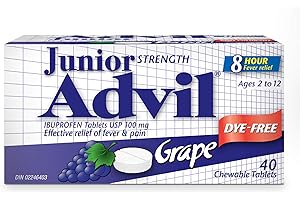 Junior Strength Advil Dye Free Chewable Tablets, Grape Flavour, 40 Count