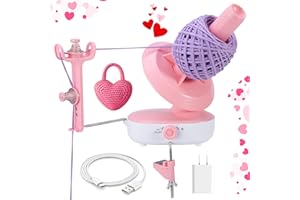 Etcokei Electric Yarn Ball Winder Pro for Crocheting, Upgrade Dual-Spring Tension 10oz Large Capacity, Stepless Speed Automatic Yarn Wool Spinner Roller, Ideal Present for Crochet Lovers(Pink)