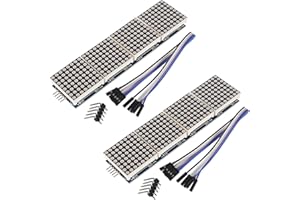ALAMSCN MAX7219 Dot Matrix Module 32x8 4 in 1 LED Display Modules for Arduino Raspberry Pi Microcontroller with 5Pin Wire,Blue(Pack of 2)