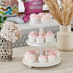 VIVIRBIEN 3 Tier Cupcake Stand Round,Wood Cake